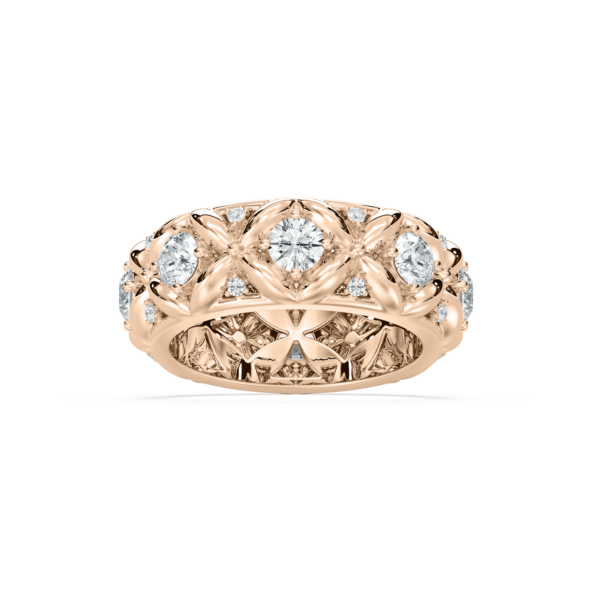 Chunky Domed Accented Band in Rose Gold
