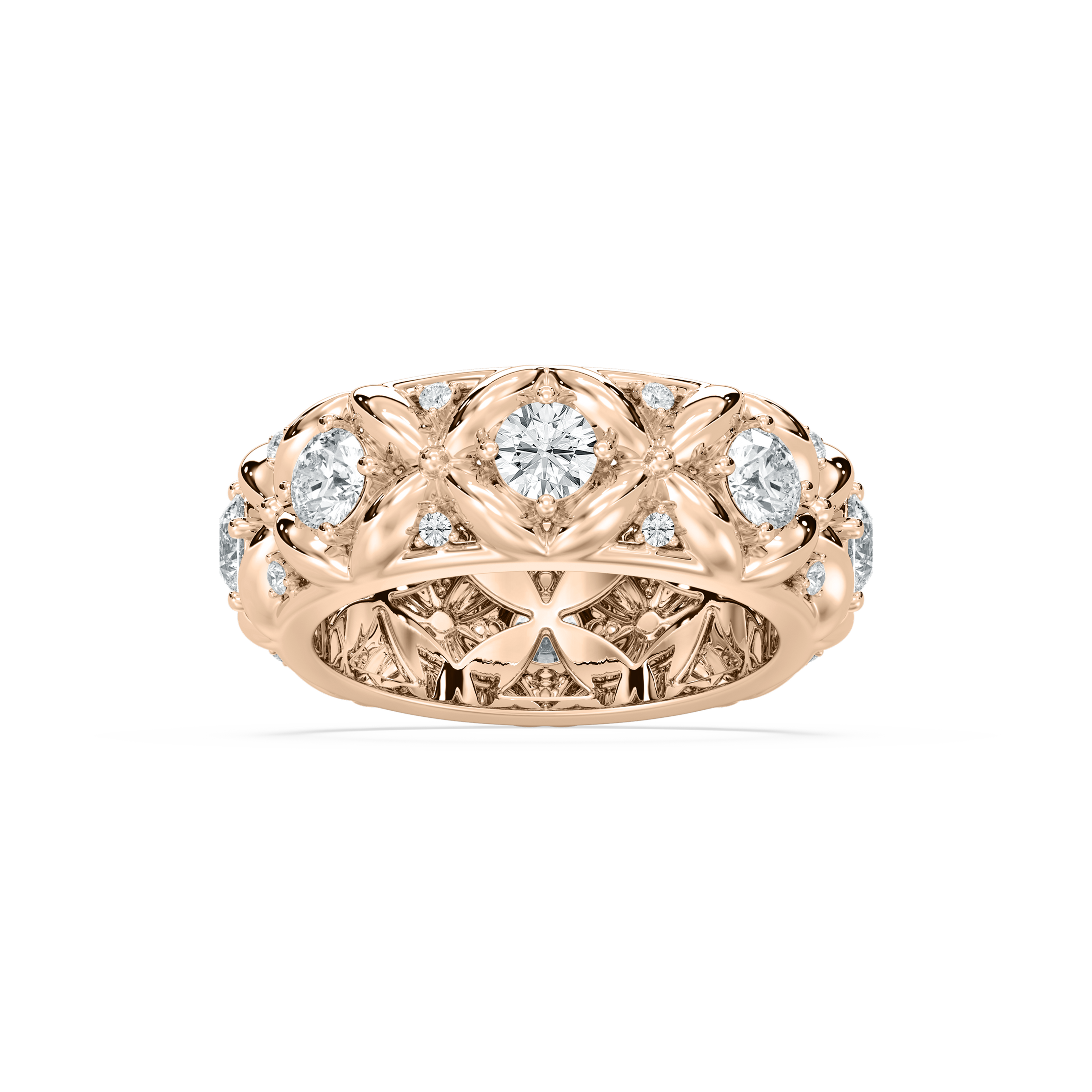 Chunky Domed Accented Band in Rose Gold