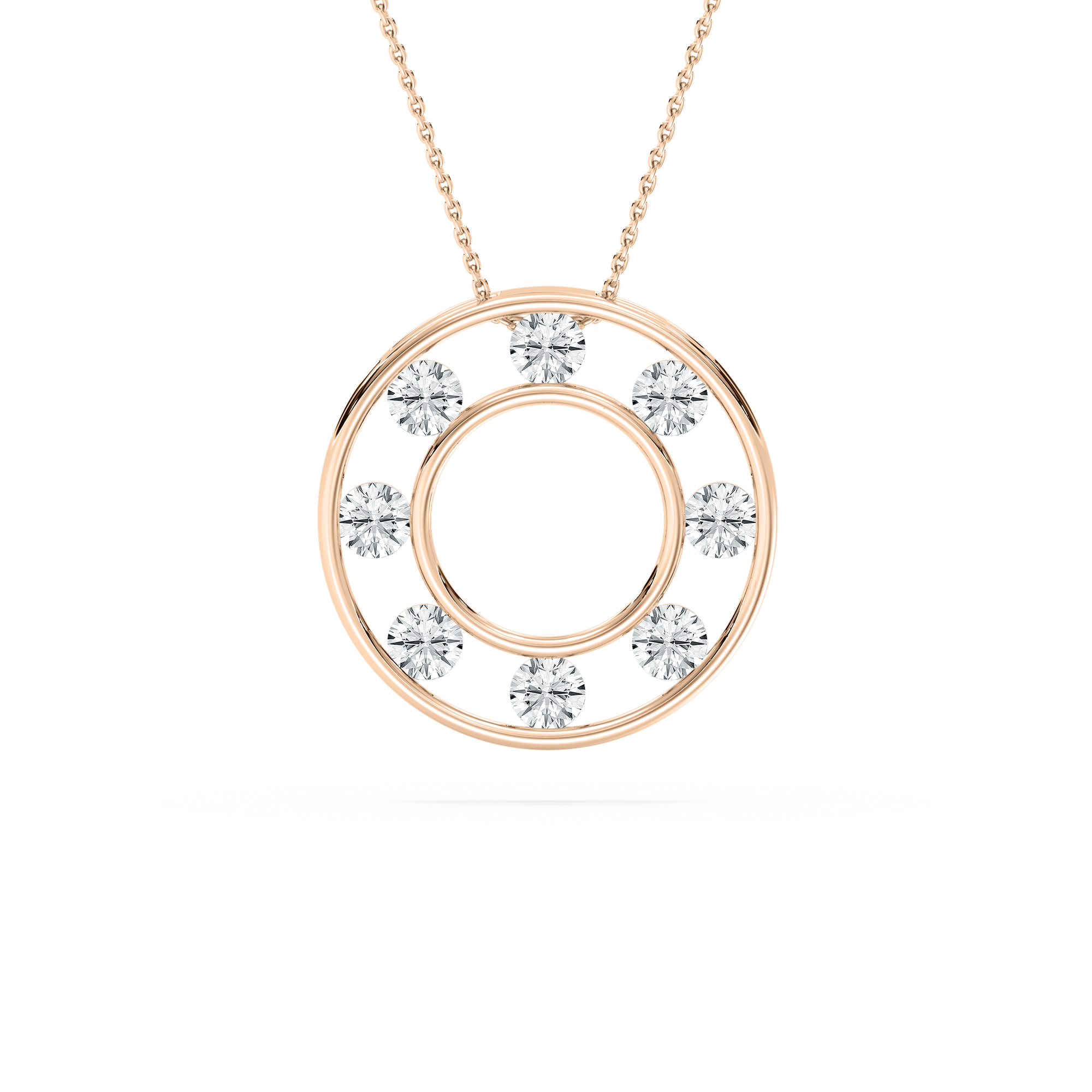 Circle Diamond Pendant Necklace in Rose Gold
