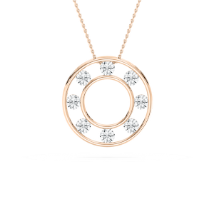 Circle Diamond Pendant Necklace in Rose Gold