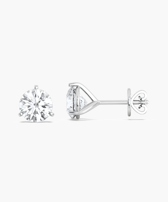 Classic Martini Diamond Stud Earrings in White Gold | Miadonna