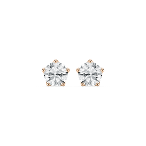 Classic Round 5 Prong Stud Earrings in Rose Gold