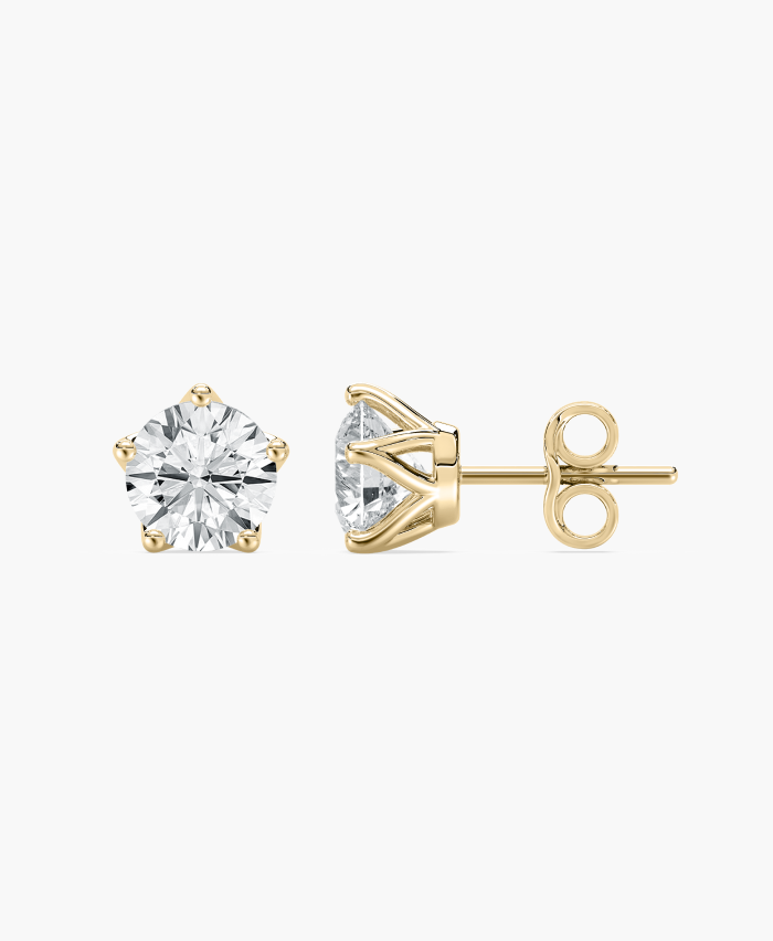 Classic Round 5 Prong Stud Earrings