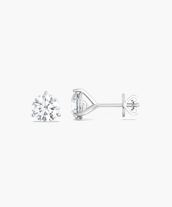 Classic Round Martini Diamond Earrings in White Gold | Miadonna