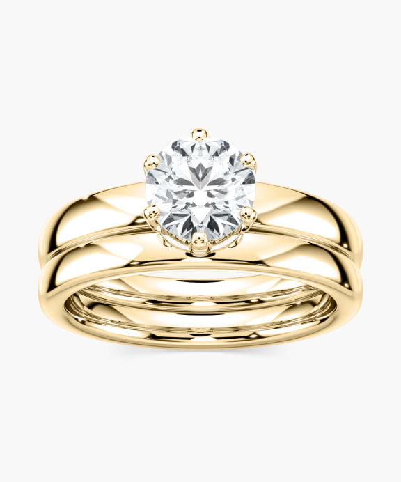 Classique Solitaire Wedding Ring Set in Yellow Gold | Miadonna