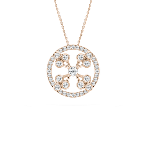 Clover Halo Diamond Pendant in Rose Gold