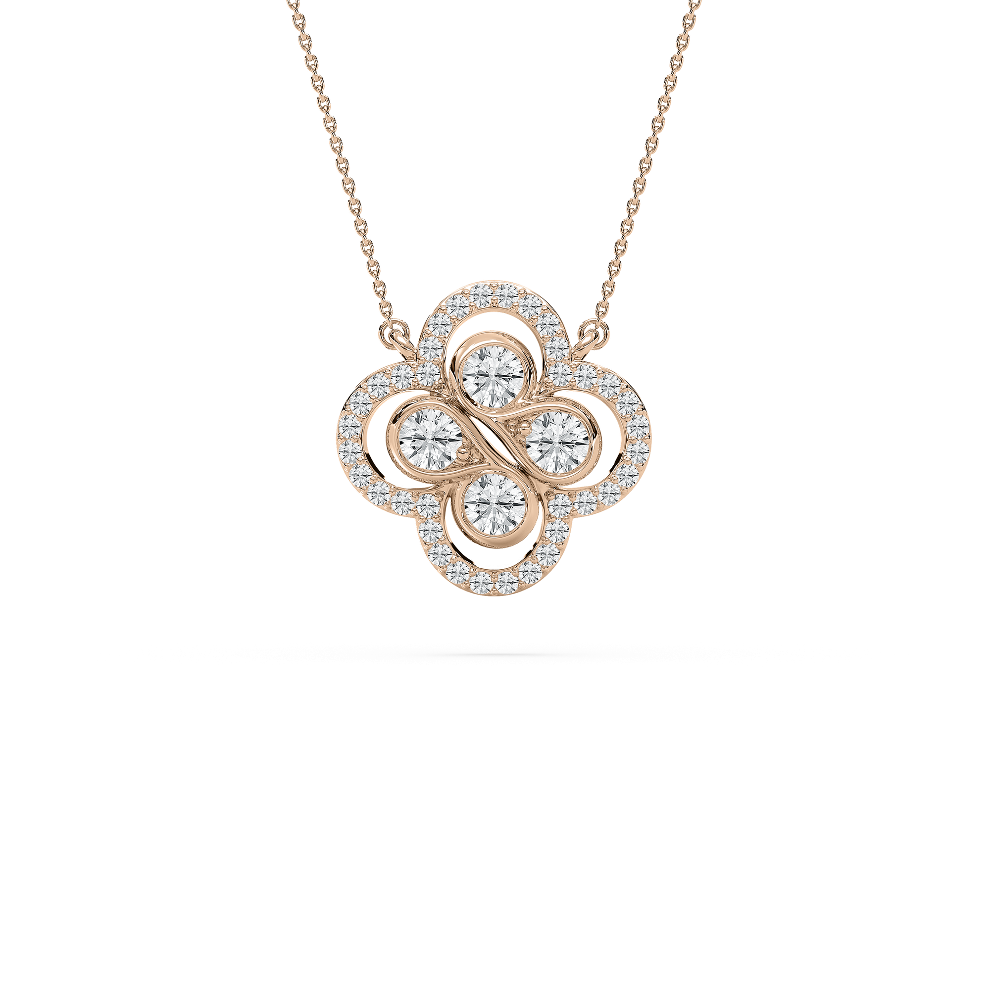 Clover Halo Pendant in Rose Gold