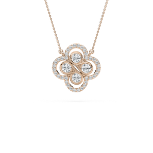 Clover Halo Pendant in Rose Gold