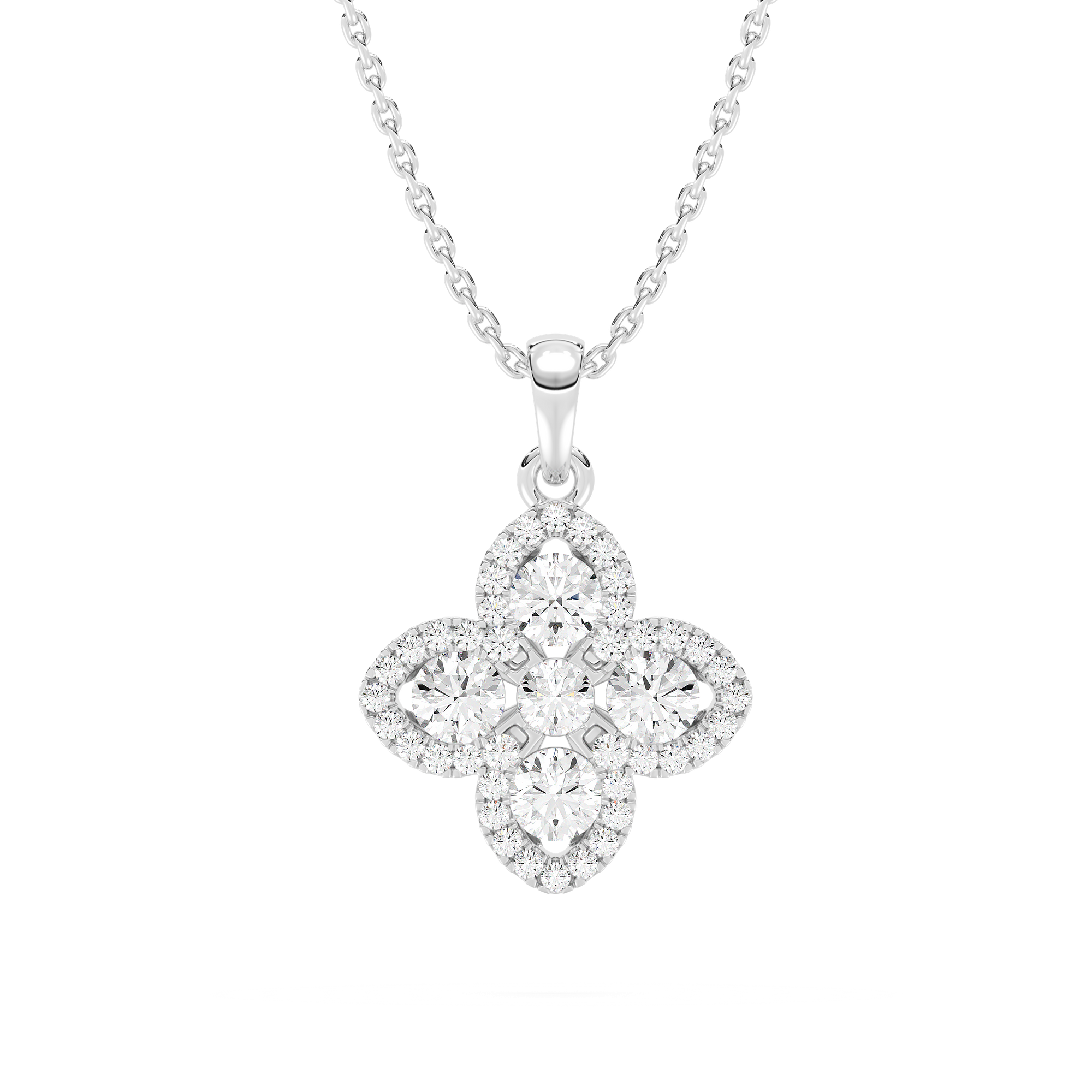 Clover Pendant with 0.29ctw Lab-Grown Diamonds in 14K White Gold