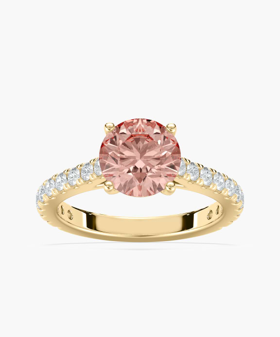 Crimson Accented Engagement Ring in Pink Champagne Sappphire | Miadonna