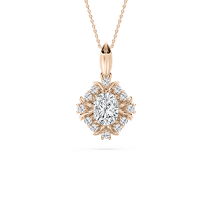 Cushion Halo Drop Pendant in Rose Gold