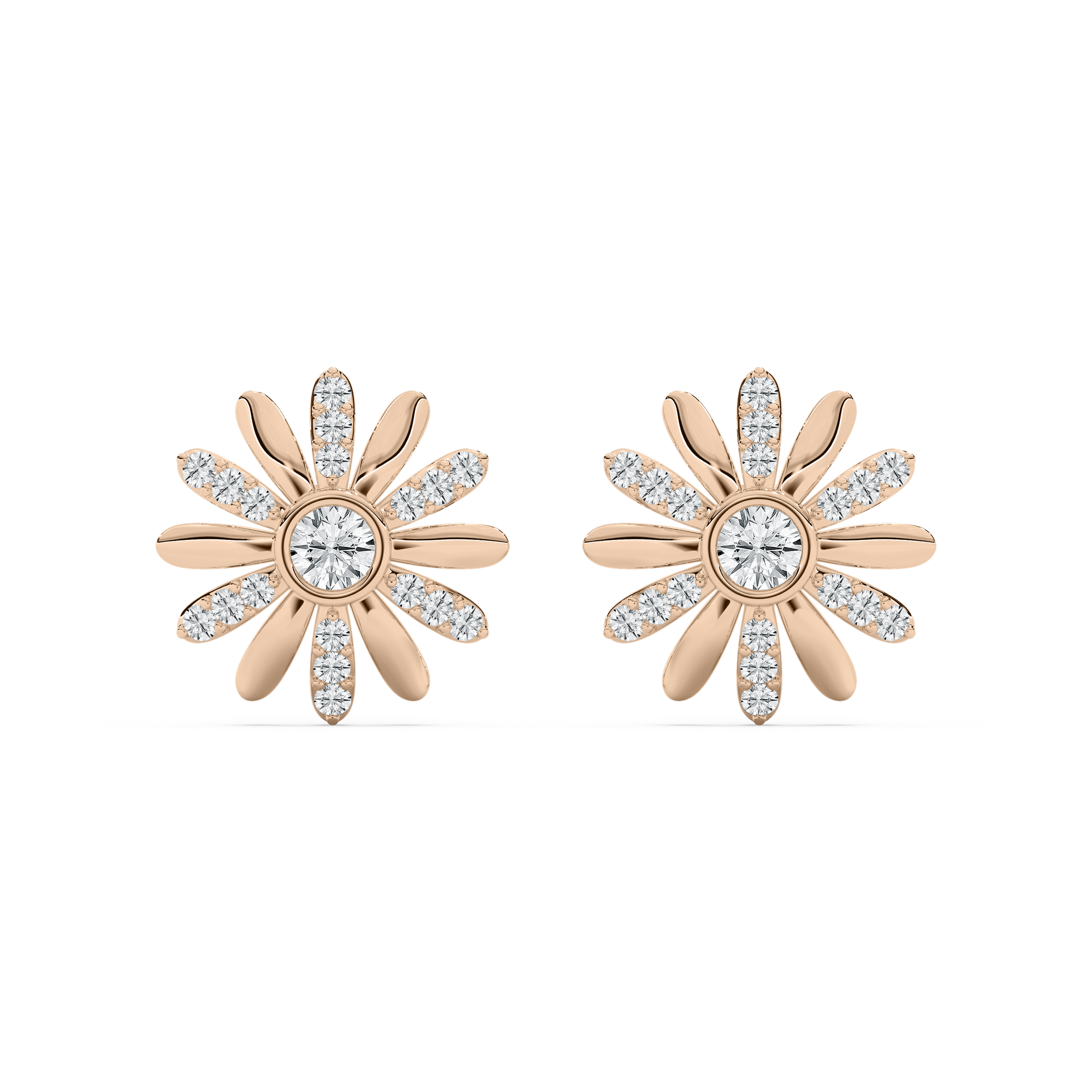 Daisy Diamond Studs in Rose Gold