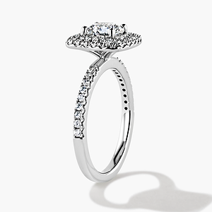 Diamond Accented Double Halo Engagement Ring - Round Cut 1.06ct Lab Grown Diamond