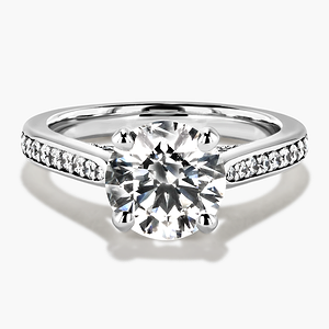 Diamond Accented Engagement Ring - Round Cut 2.11ct Lab Grown Diamond