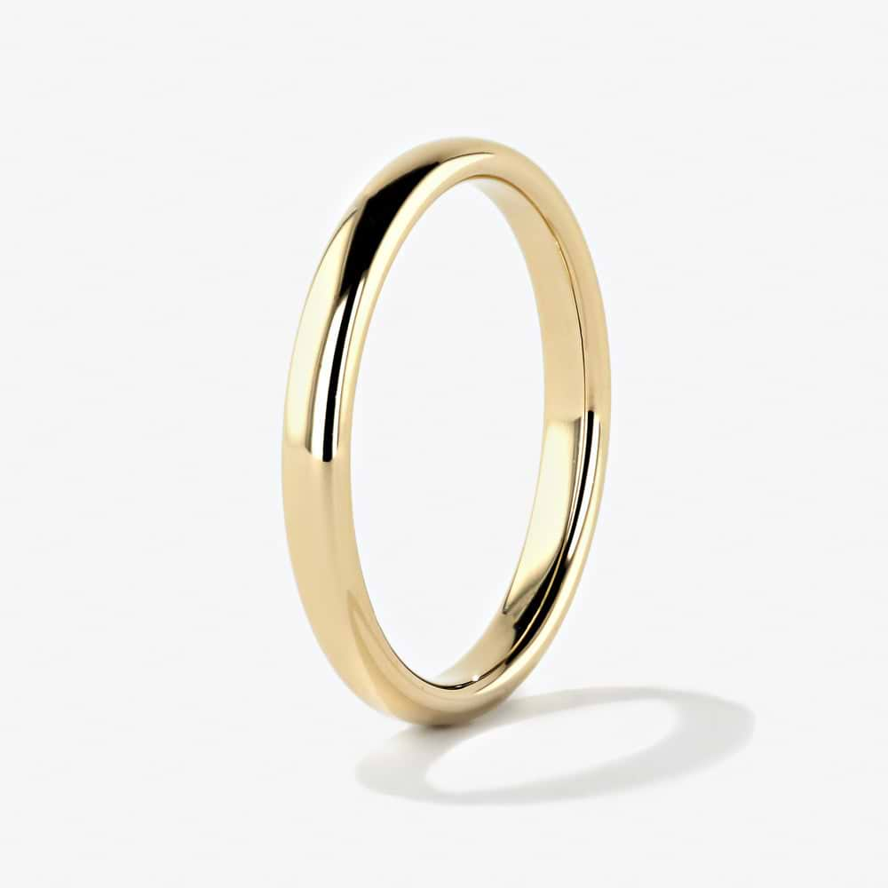 Shown in 14K Yellow Gold|plain metal band in 14k yellow gold