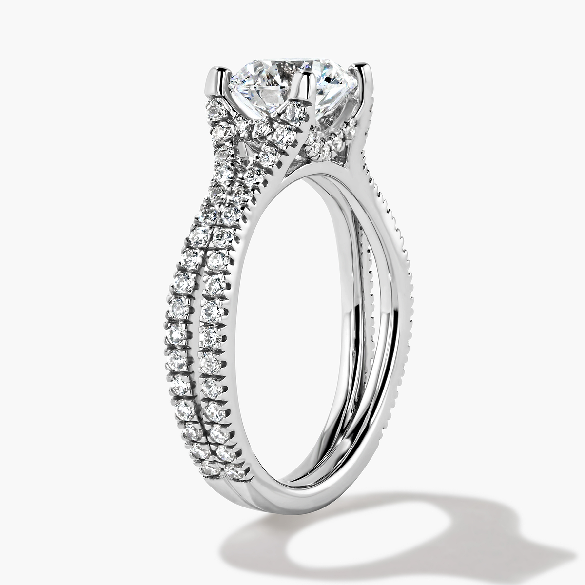 Double Band Accented Engagement Ring - Round Cut 1.50ct Lab Grown Diamond (RTS)