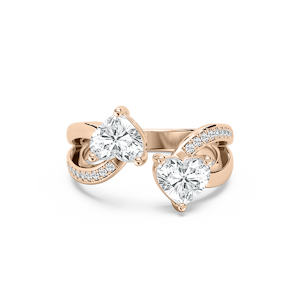 Double Heart Fashion Ring in Rose Gold
