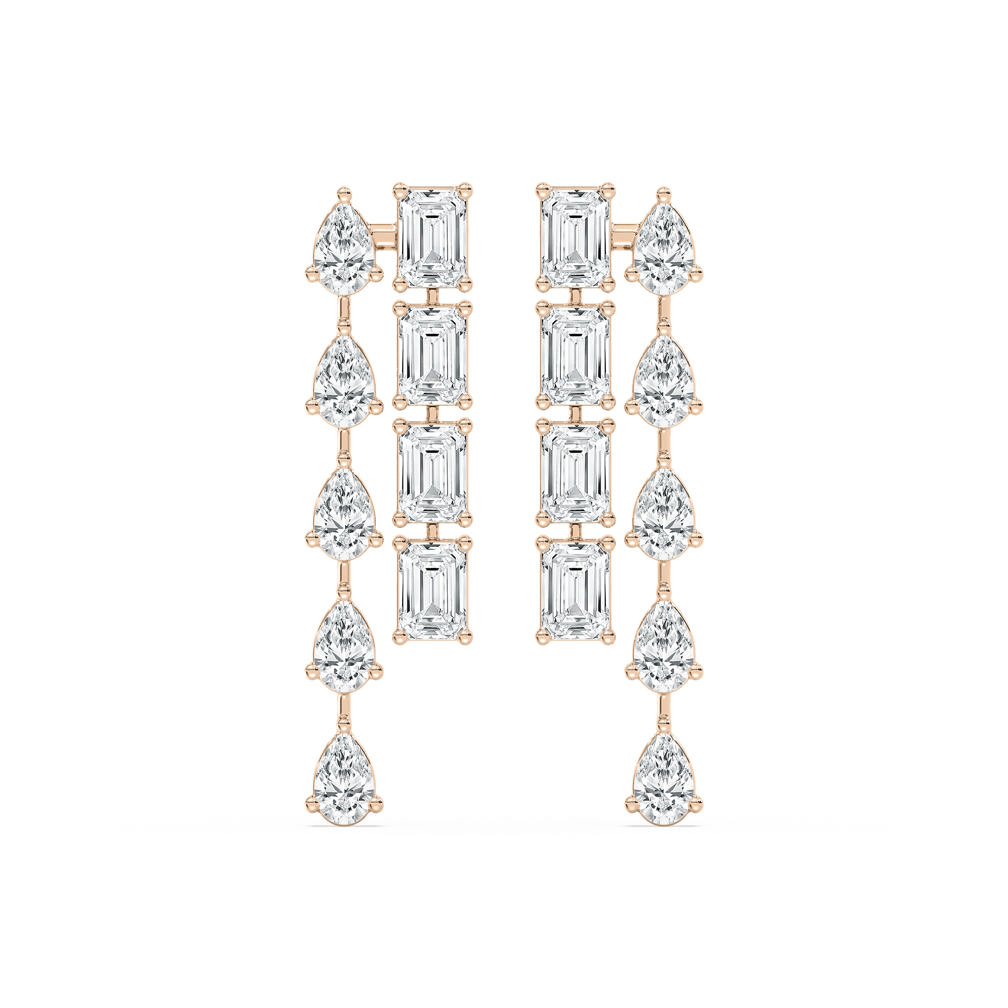 Double Lane Drop Earrings in Rose Gold