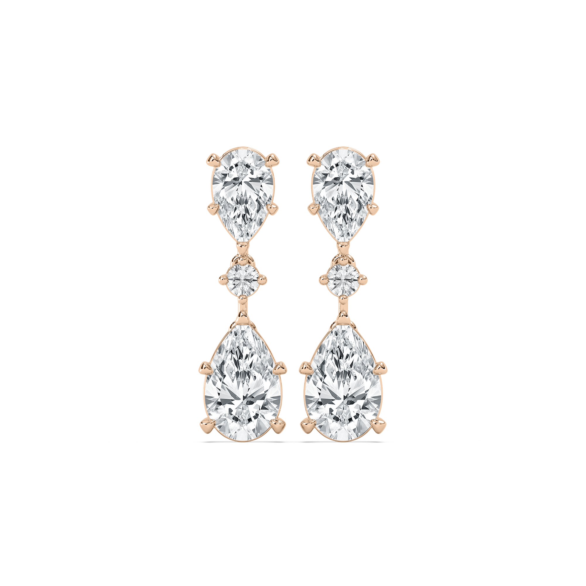 Double Pear Drop Earrings in 14K Rose Gold