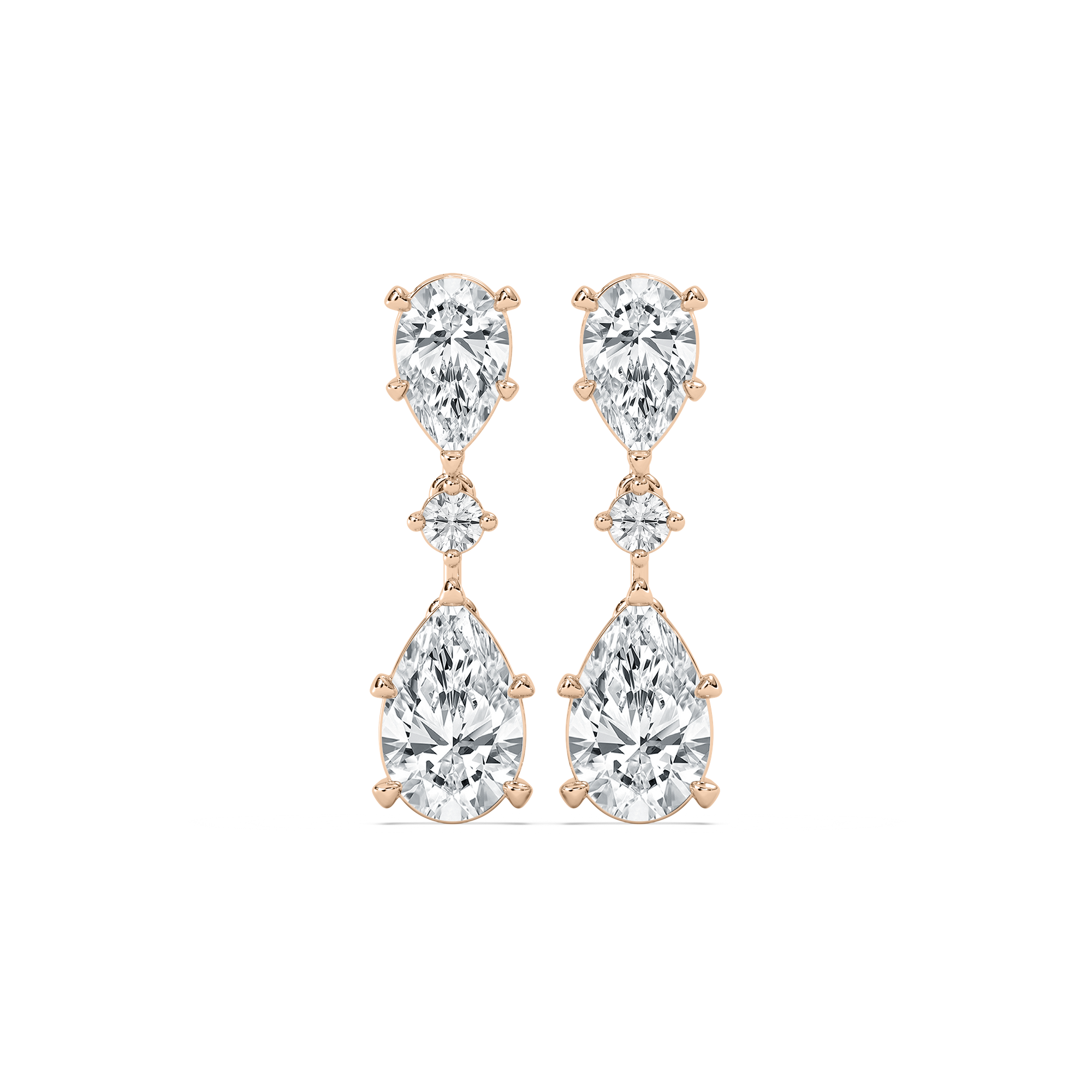 Double Pear Drop Earrings in 14K Rose Gold