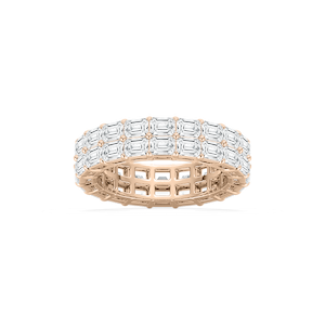 Double Row East West Emerald Eternity Ring in Rose Gold