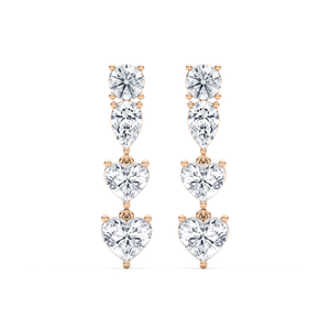 Duo Heart Fancy Drop Earrings in 14K Rose Gold