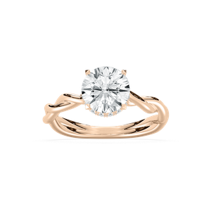 Eleanor Hidden Halo Twist Round Engagement Ring in Rose Gold