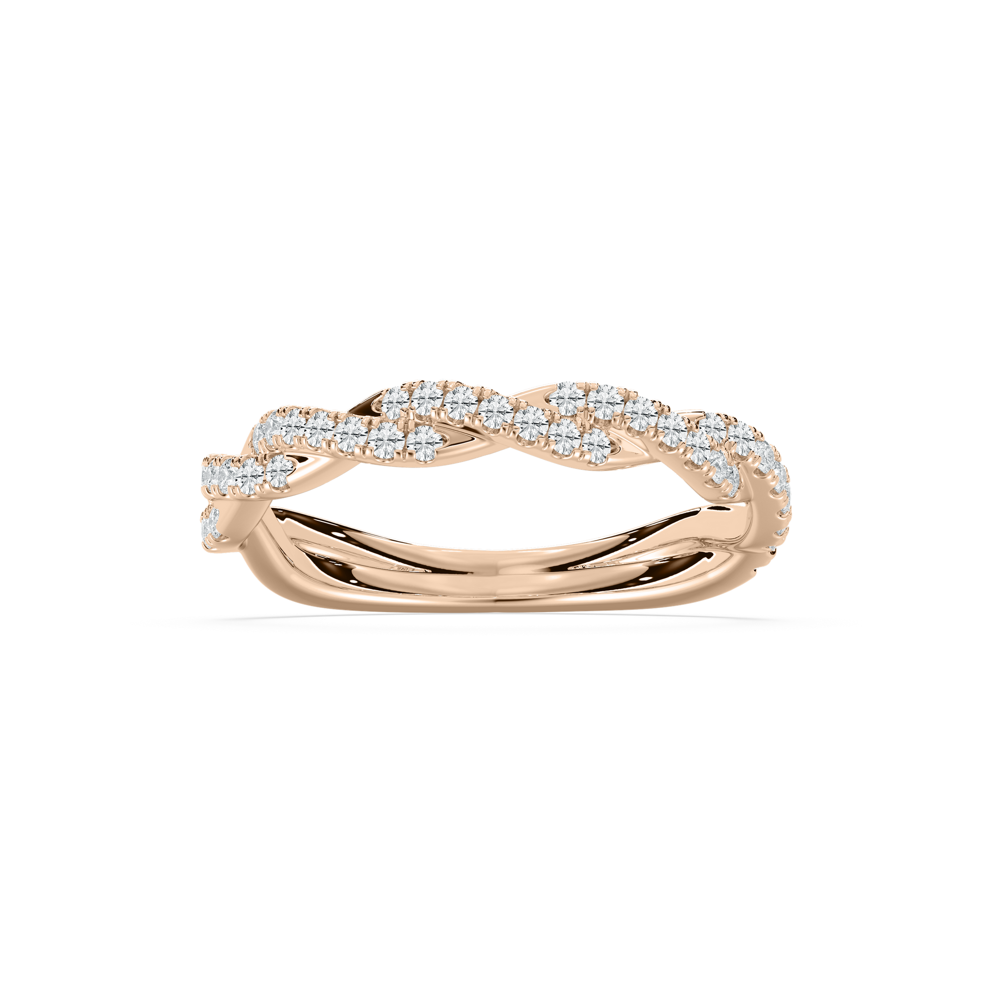 Elise Pave Twist Weddding Band in Rose Gold