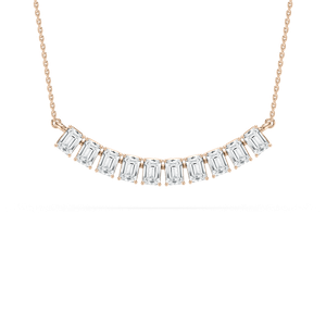Emerald-Cut Diamond Station Necklace in Rose Gold