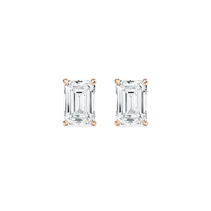 Emerald-Cut Solitaire Stud Earrings in Rose Gold