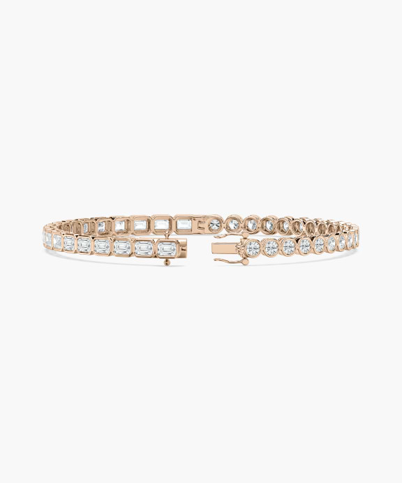 Emerald Round Bezel Bracelet in Rose Gold | Miadonna