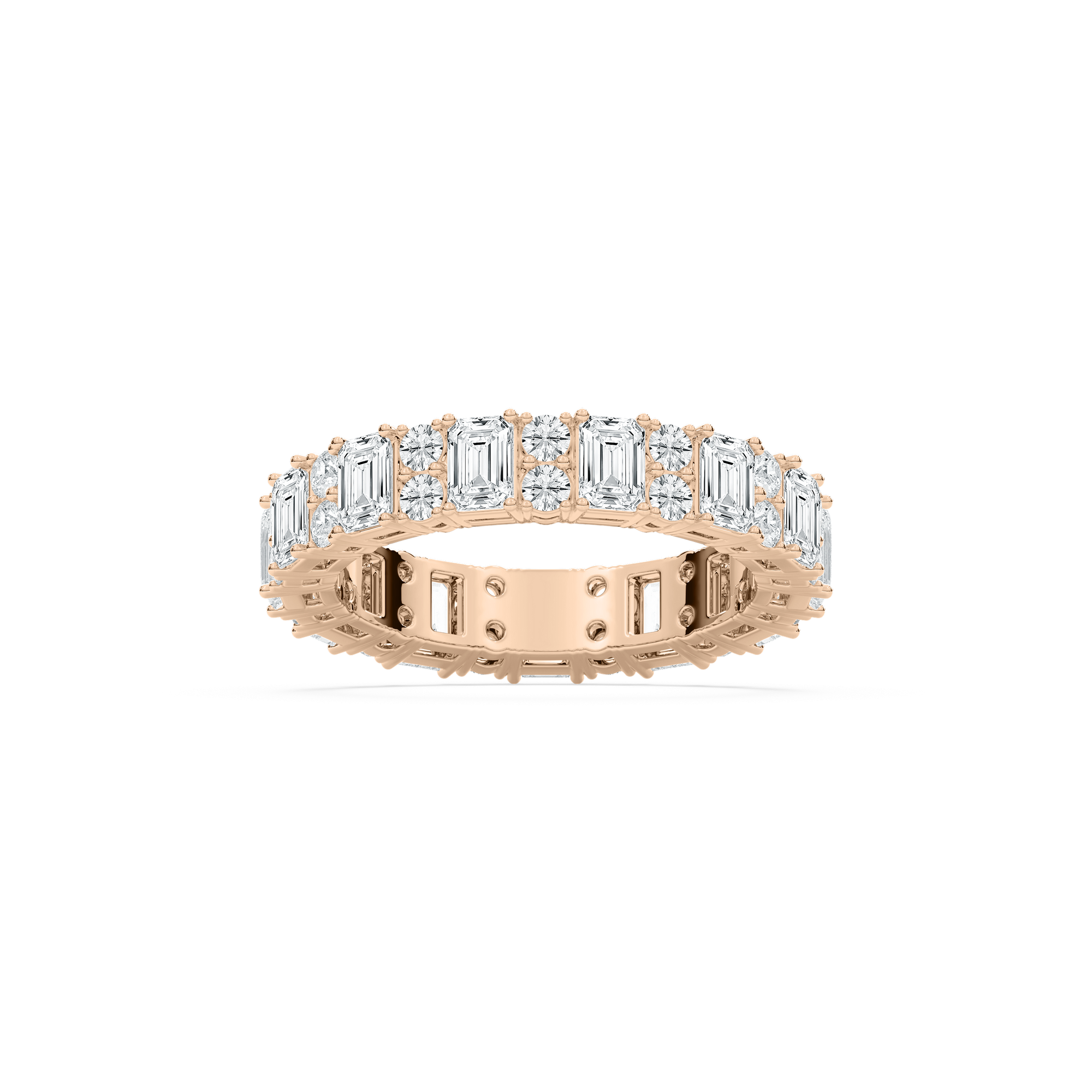 Emerald Round Eternity Ring in Rose Gold