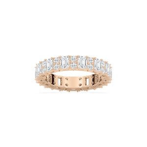 Emerald Round Eternity Ring in Rose Gold
