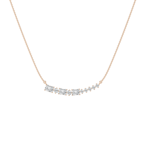 Emerald and Round Bar Necklace in Rose Gold