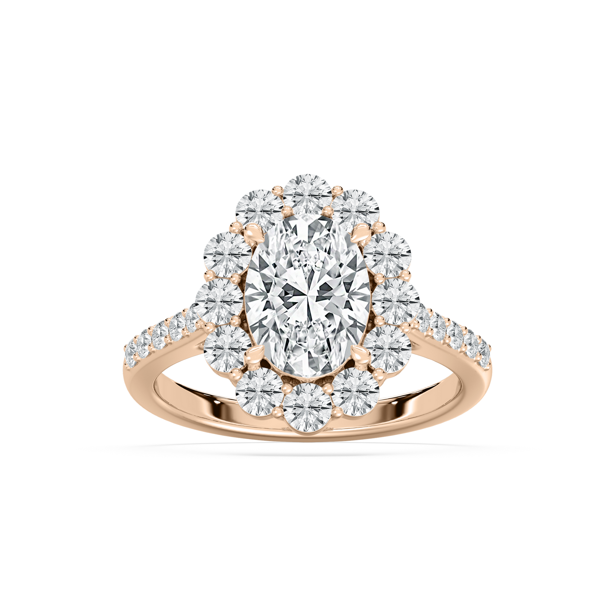 Eva Halo Engagement Ring in Rose Gold