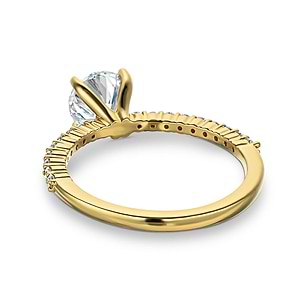 Diamond accented engagement ring in 14k yellow gold with 1ct round cut lab grown diamond center stone