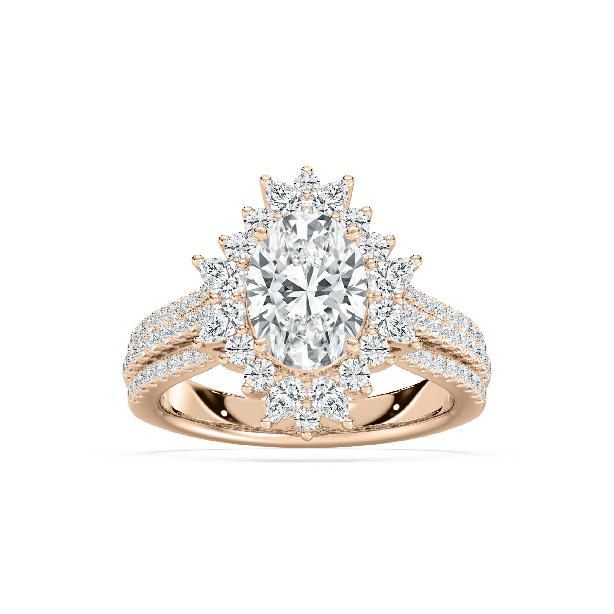 Evie Halo Engagement Ring in Rose Gold