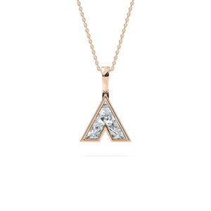 faceted diamond initial A in rose gold