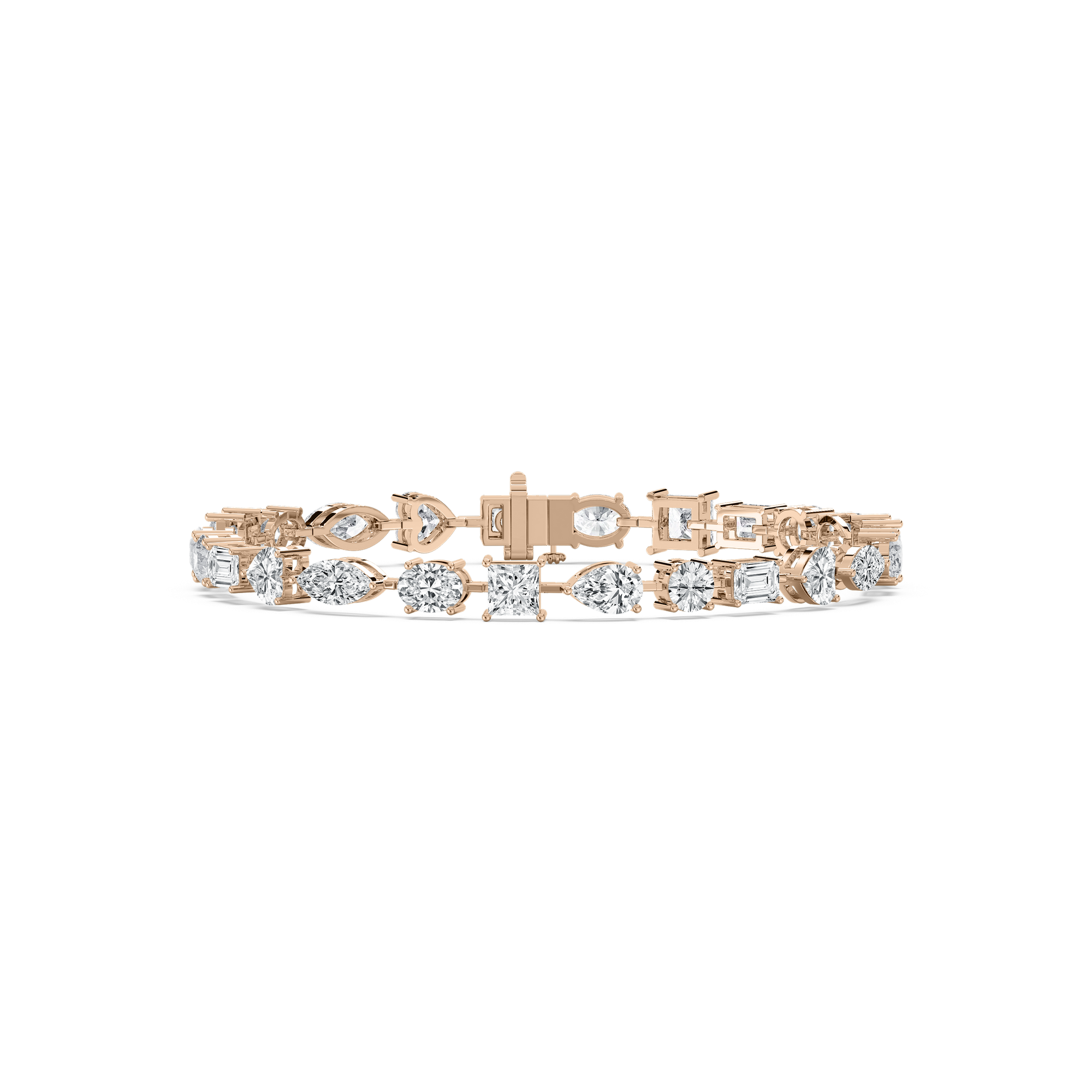 Fancy Shape Line Bracelet in Rose Gold