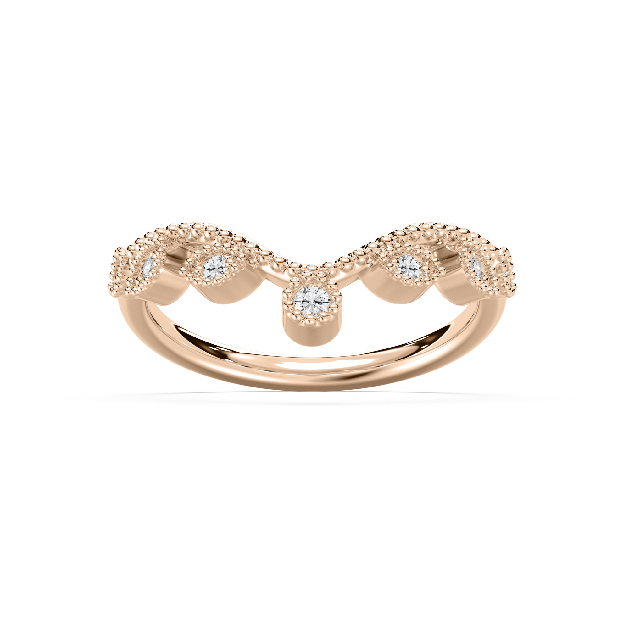 Fauna Vintage Wedding Band in Rose Gold