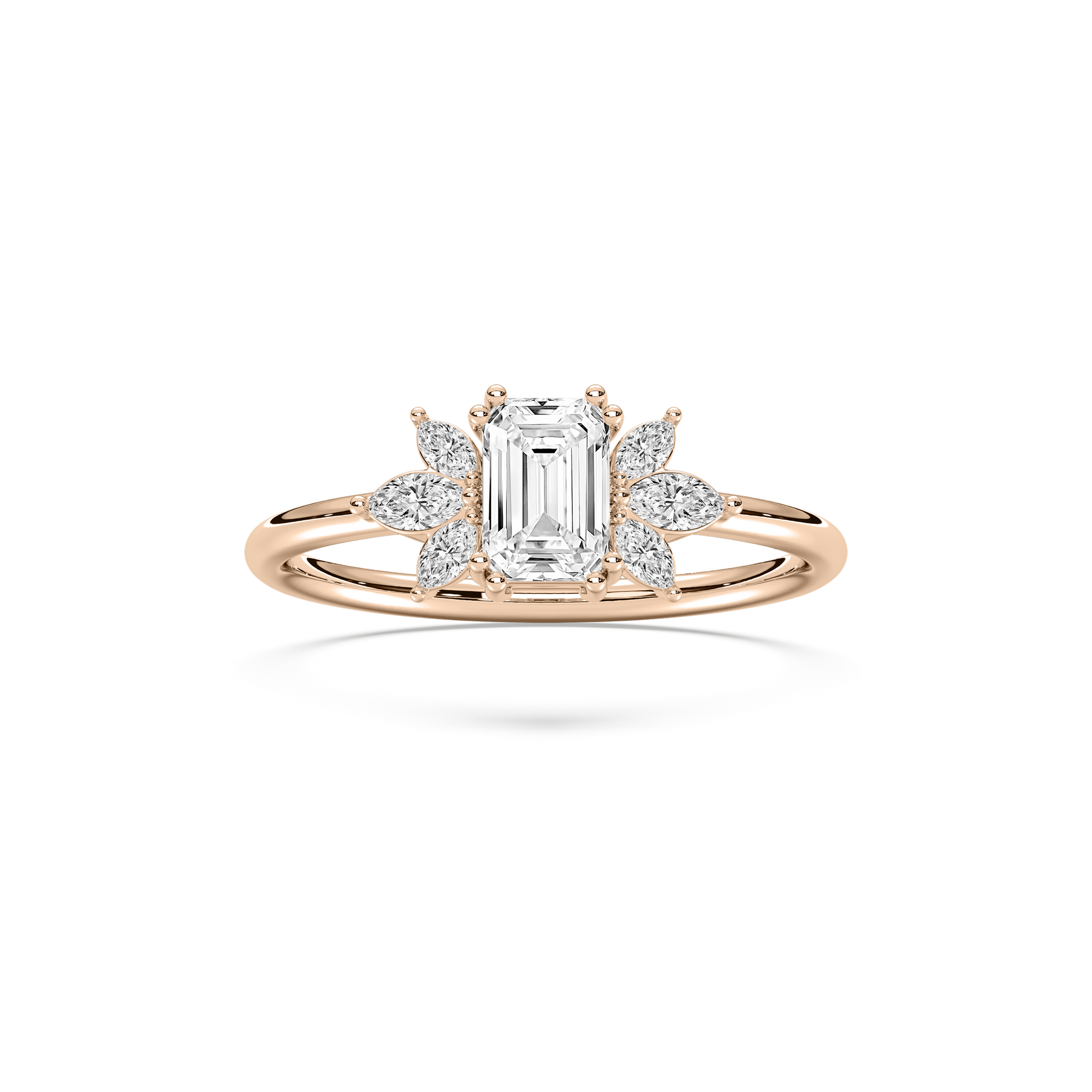 Fia Petite Emerald Engagement Ring in 14K Rose Gold