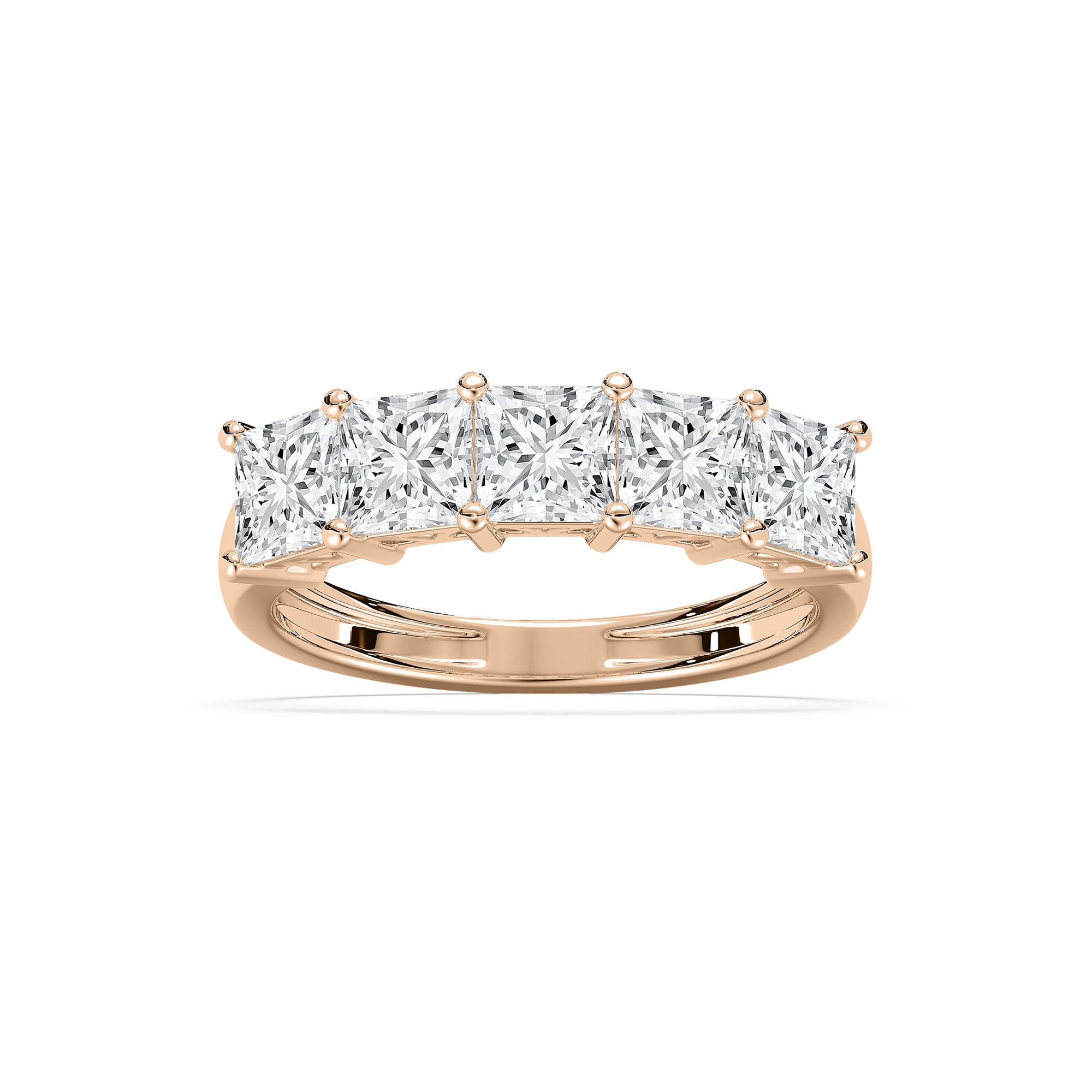 Five Stone Princess Band in Rose Gold