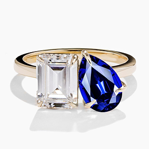 Blue Sapphire Fleur Toi Et Moi Gemstone Ring