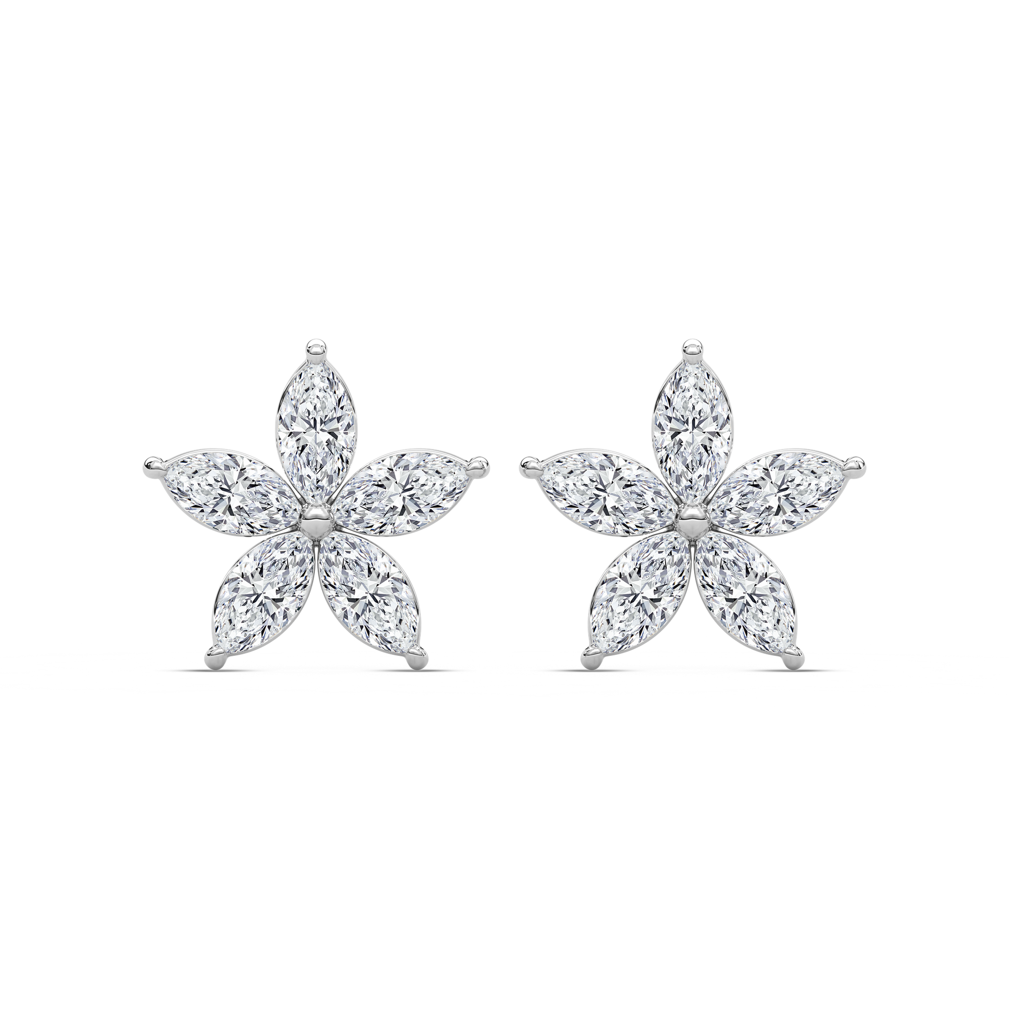 Floral Shaped Earrings with 0.25ctw Lab-Grown Diamonds in 14K White Gold