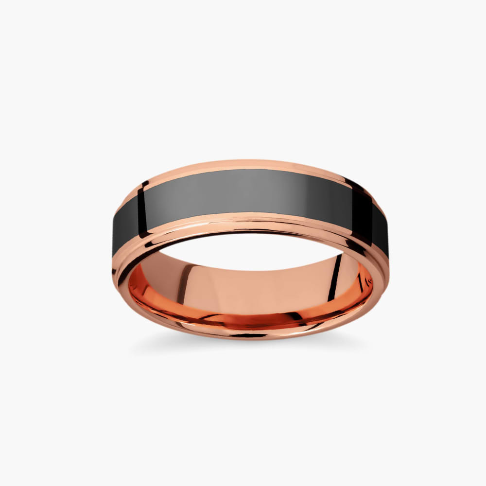 Elysium Ares Polished Reverse Inlay Wedding Band in Yellow Gold