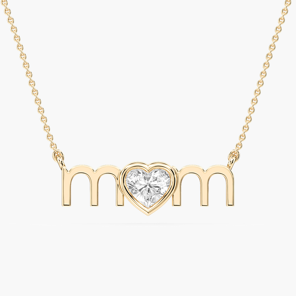 Heart Lab Grown Diamond Bezel Mom Pendant