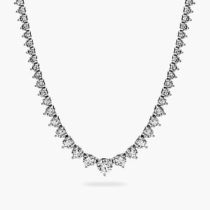 graduated 3 prong tennis necklace with lab grown diamonds set in white gold by MiaDonna