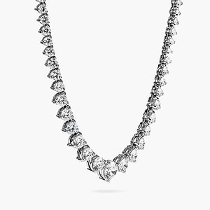 graduated 3 prong tennis necklace with lab grown diamonds set in white gold by MiaDonna