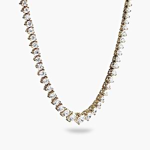 graduated tennis necklace with lab grown diamonds set in recycled yellow gold by MiaDonna