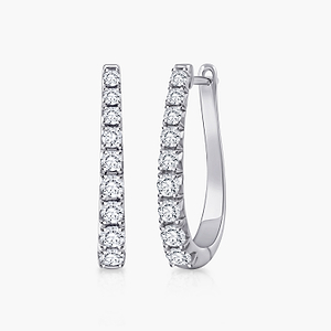 Graduated Horseshoe Hoops with 0.50ctw Lab-Grown Diamonds in 14K White Gold